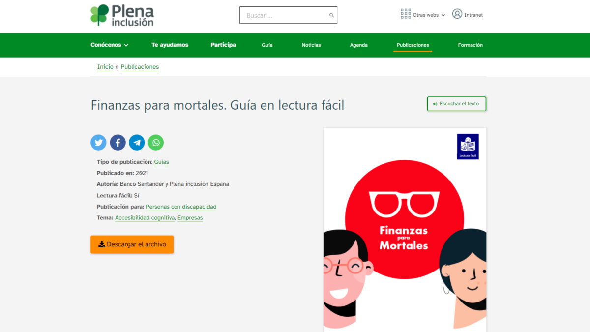SANFI, Santander y Plena Inclusión presentan la guía ‘Finanzas para Mortales’, para personas con dificultades de comprensión