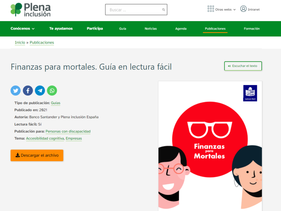 SANFI, Santander y Plena Inclusión presentan la guía ‘Finanzas para Mortales’, para personas con dificultades de comprensión